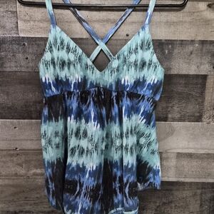 Hurley Aqua and Navy Tie-Dye Camisole